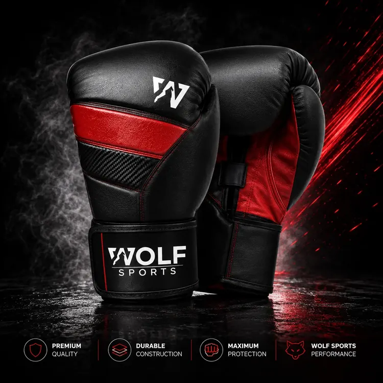Black and Red Tech Boxing Gloves WF-B-110 - Wolf Sports