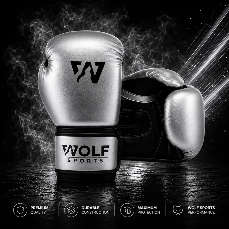 Silver Metallic Boxing Gloves WF-B-111 - Wolf Sports