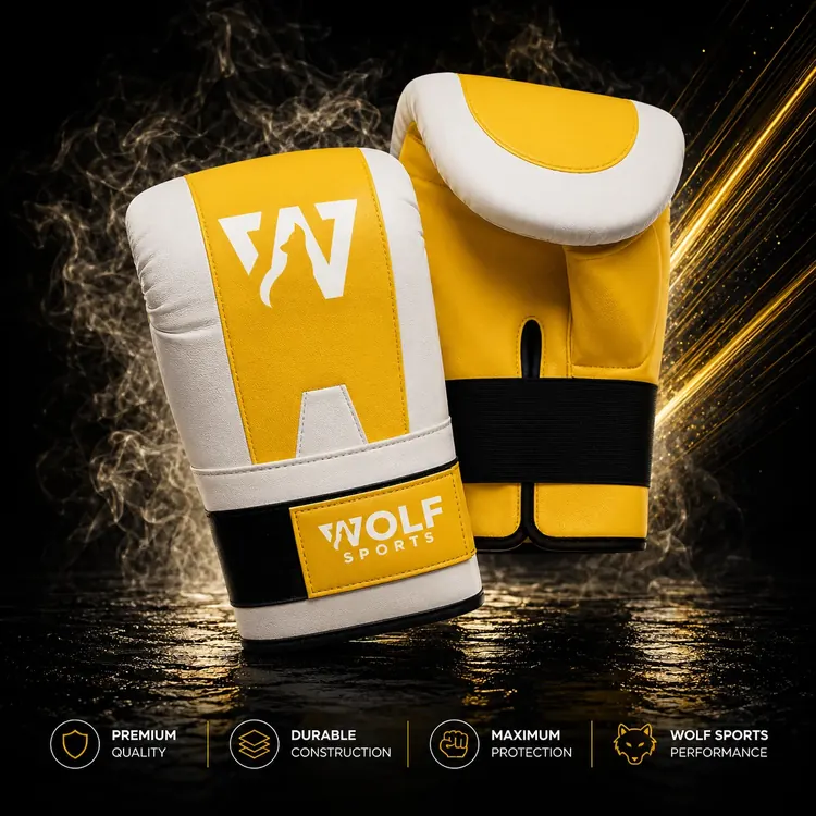 Yellow and White Bag Mitts WF-B-116 - Wolf Sports