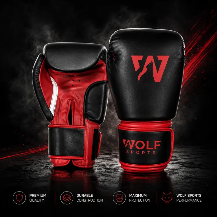 Red and Black Mesh-Palm Bag Gloves WF-B-103 - Wolf Sports