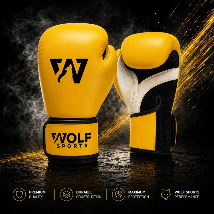 Yellow Contrast Training Boxing Gloves WF-B-108 - Wolf Sports