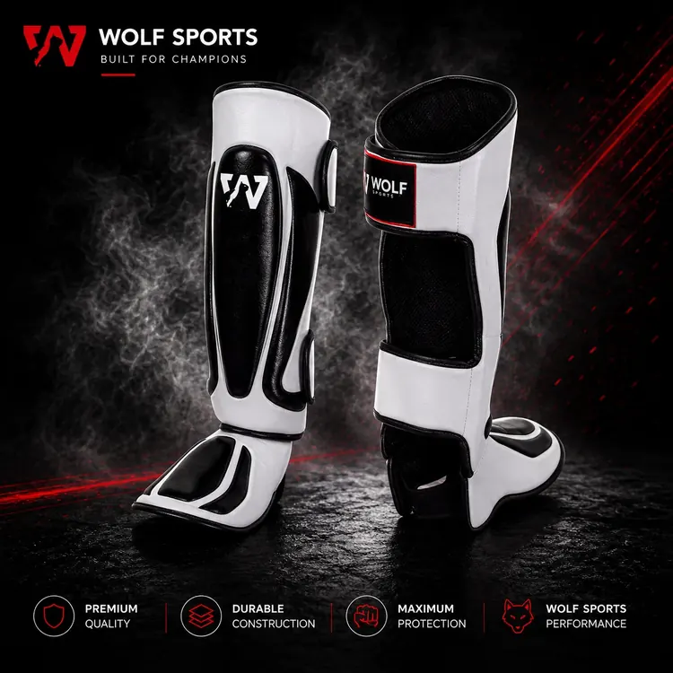 Black and White Shin Guards WF-B-143 - Wolf Sports