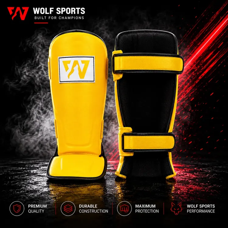 Yellow and Black Shin Guards WF-B-147 - Wolf Sports