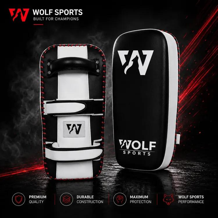 Black and White Curved Thai Pads WF-B-158 - Wolf Sports