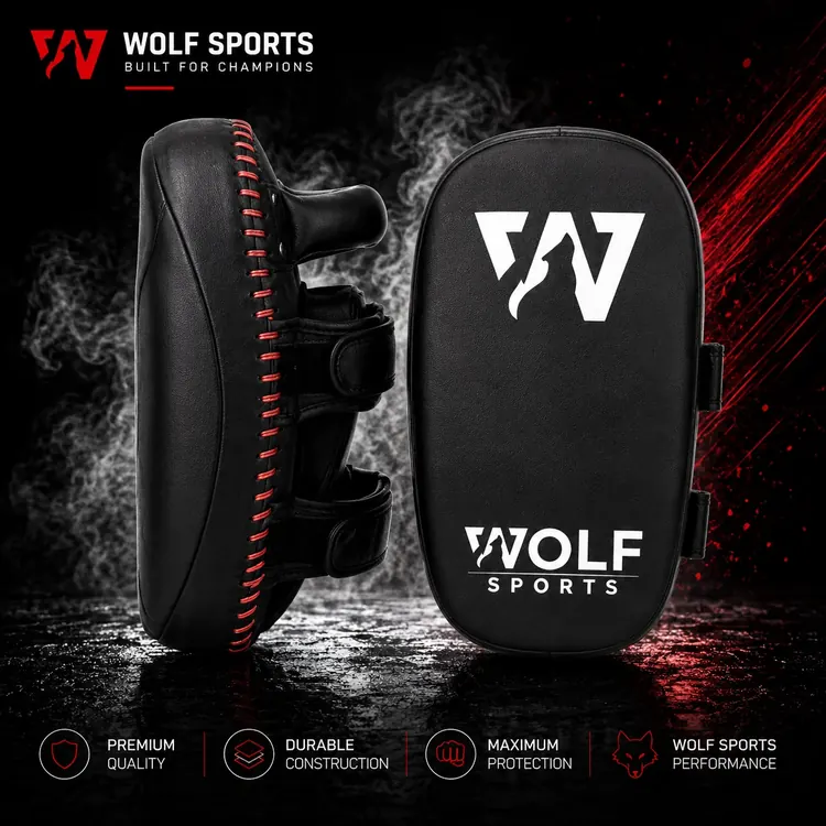 Black Contour Thai Pads WF-B-159 - Wolf Sports