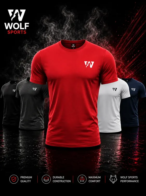 Red Classic T-Shirt WF-124 - Wolf Sports