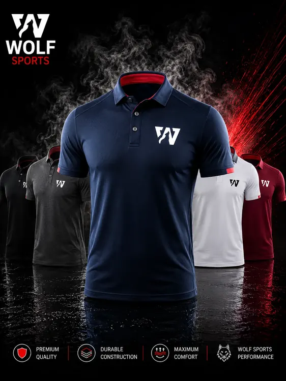 Navy Contrast Collar Polo WF-132 - Wolf Sports