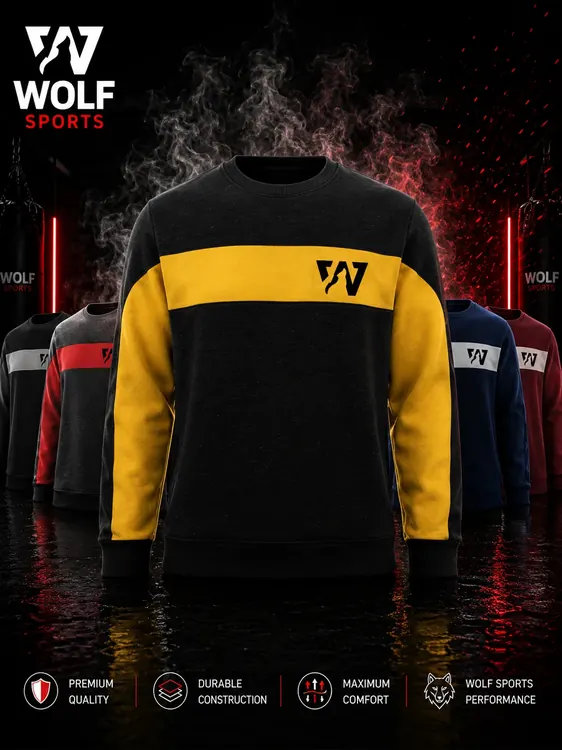 Black and Yellow Panel Sweatshirt WF-140 - Wolf Sports