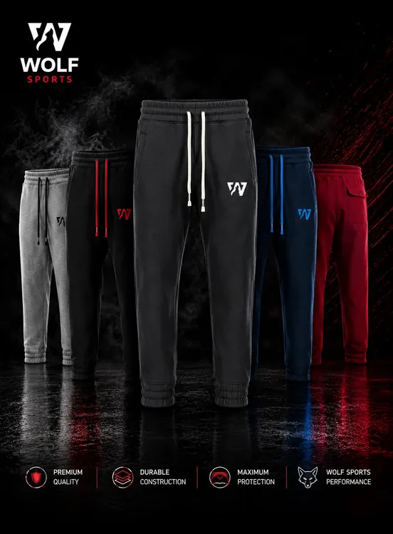 Black Elastic Waist Sweatpants WF-156 - Wolf Sports