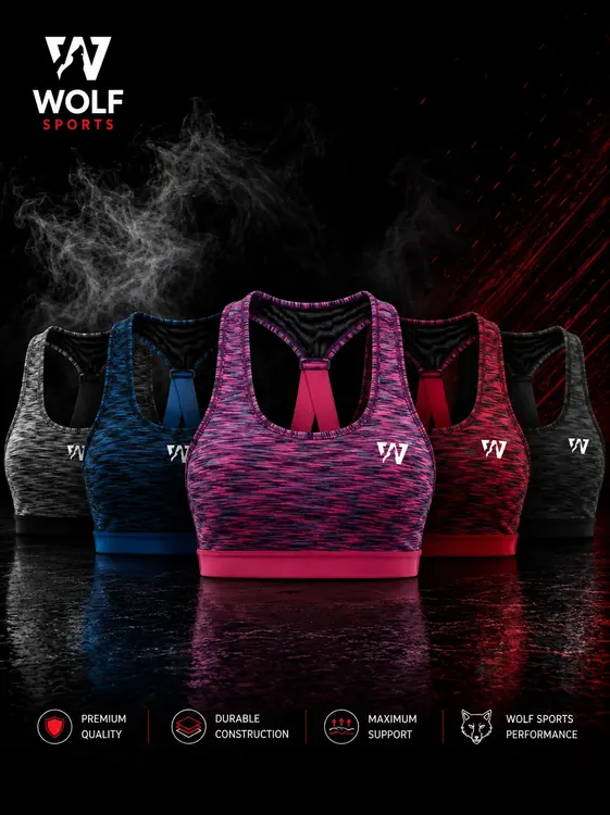 Strappy-Back Scoop Neck Sports Bra WF-173 - Wolf Sports