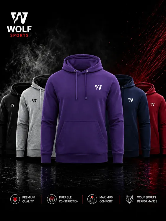 Purple Pullover Hoodie WF-107 - Wolf Sports