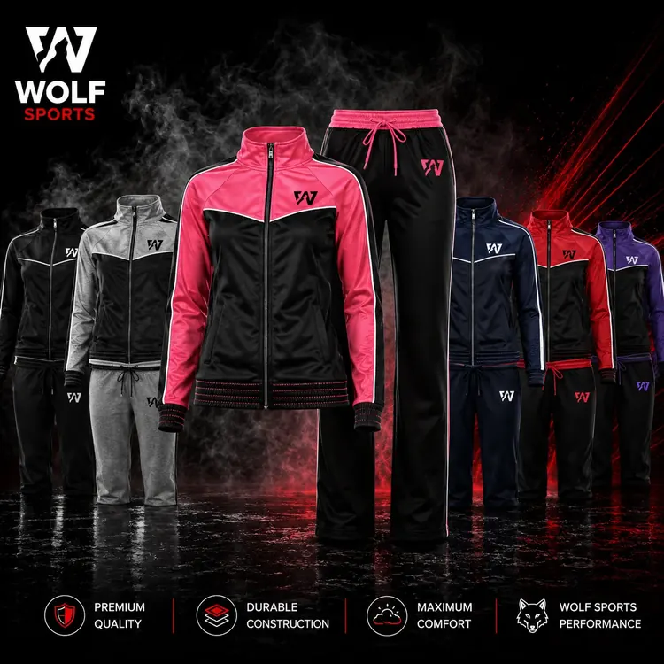 Pink and Black Women's Tracksuit WF-115 - Wolf Sports