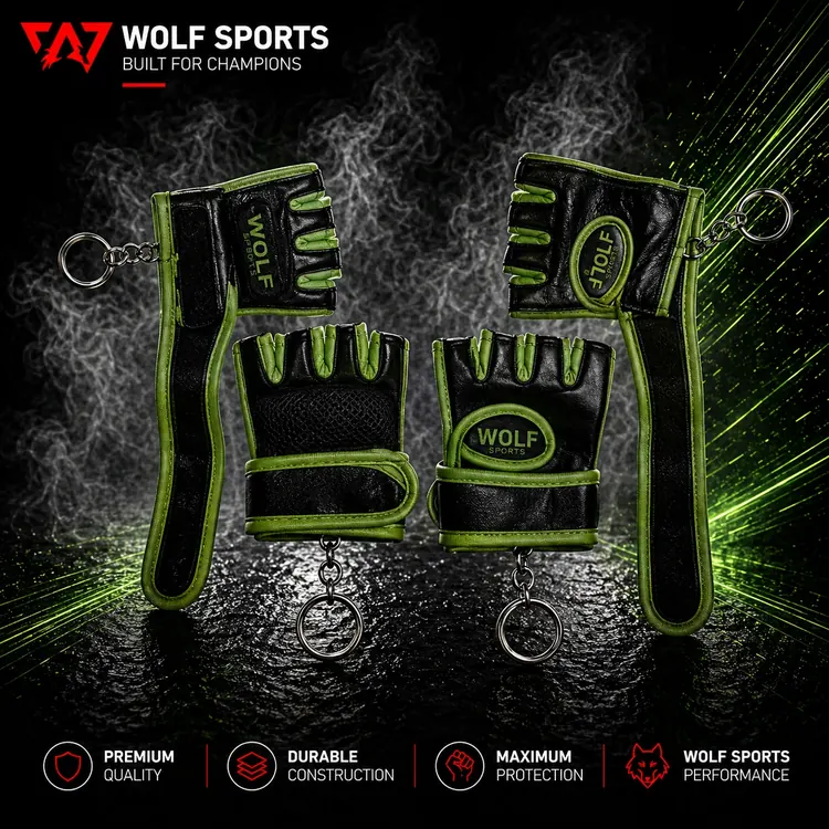 Green Mini MMA Glove Key Chain WF-B-263 - Wolf Sports
