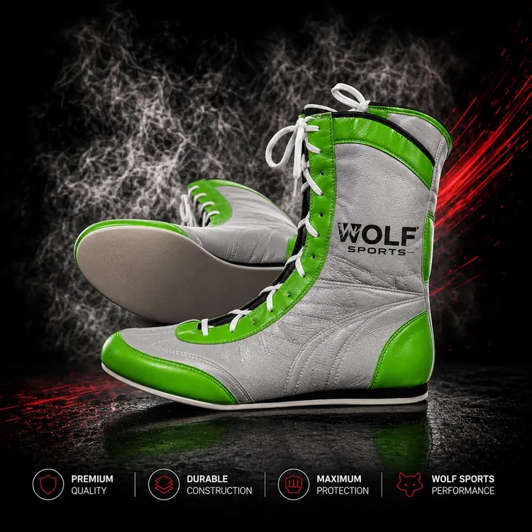 Grey and Green Boxing Boots WF-B-273 - Wolf Sports