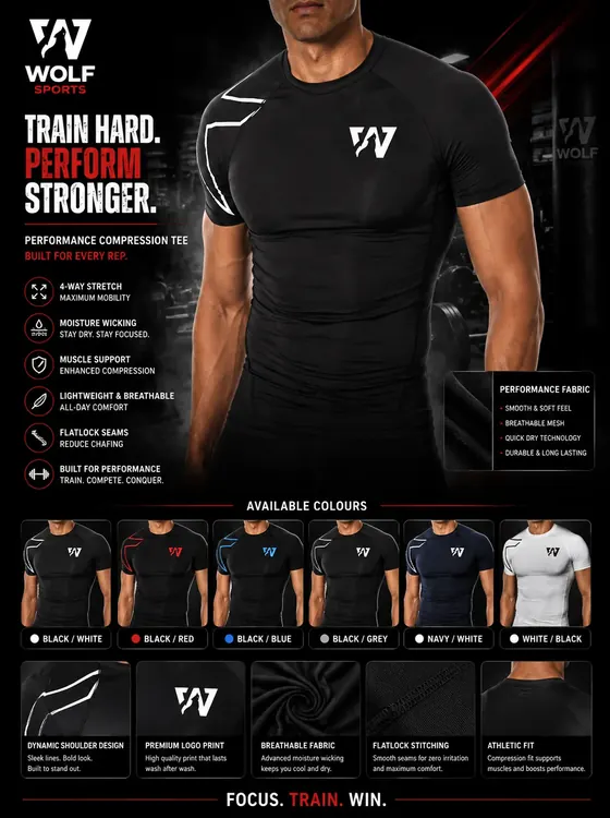 Short-Sleeve Compression Shirt WF-208 - Wolf Sports