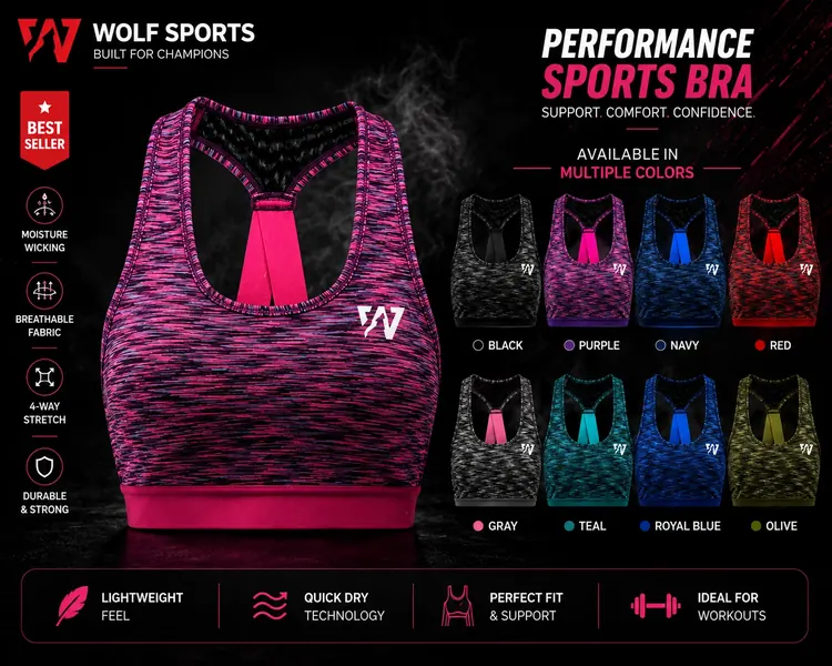 Strappy-Back Scoop Neck Sports Bra WF-173 - Wolf Sports